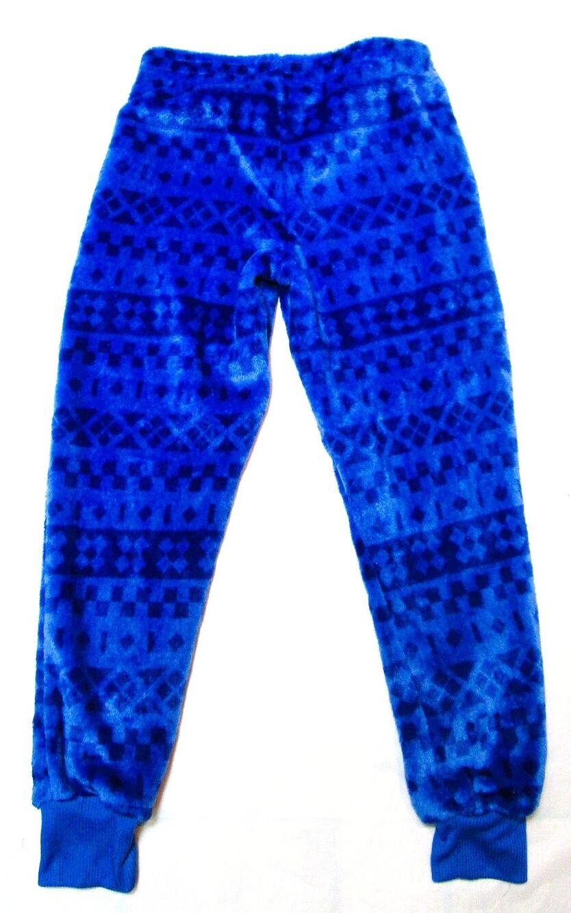Cat & Jack Boy's Fleece Sleep Pants Blue & Black Geometric Shapes Size Small 6/7